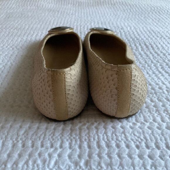 Hogan Flats Women 8.5 Tan Leather Square Toe Made in Italy Imitation Snakeskin - Picture 6 of 12